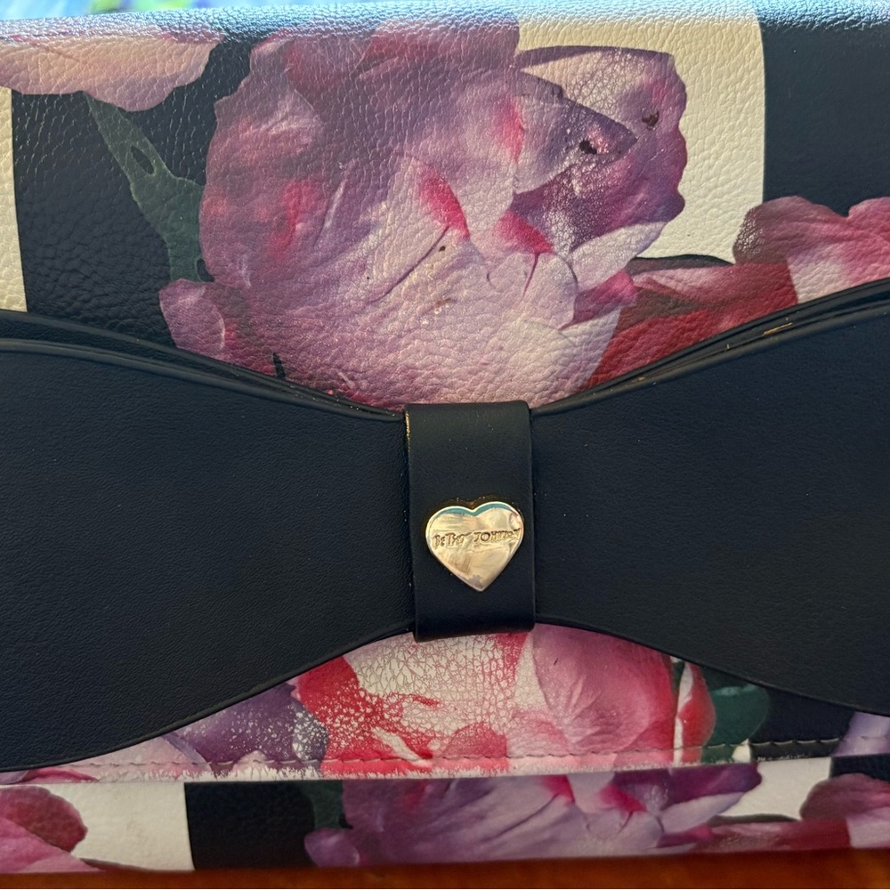 Betsey Johnson Dani Floral Printed Cross Body Bag with Bow